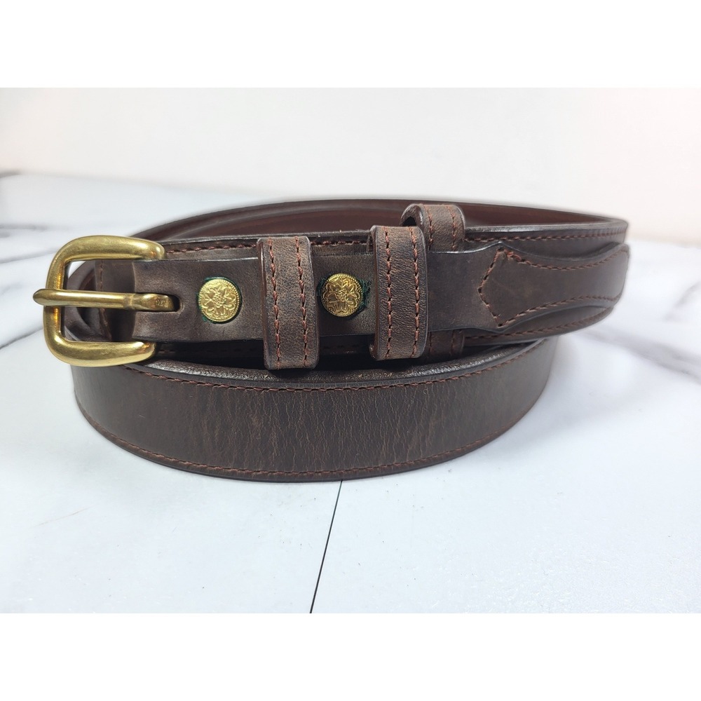 Schaefer Outfitter Mens Dark‎ Brown Leather Western Belt Brass Buckle 38 USA